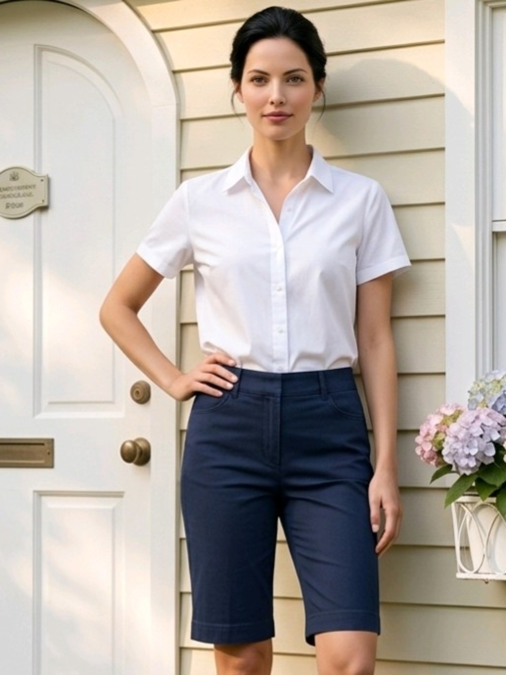 Dana Buchman Navy Blue Pull-On Women's Bermuda Shorts M GUC